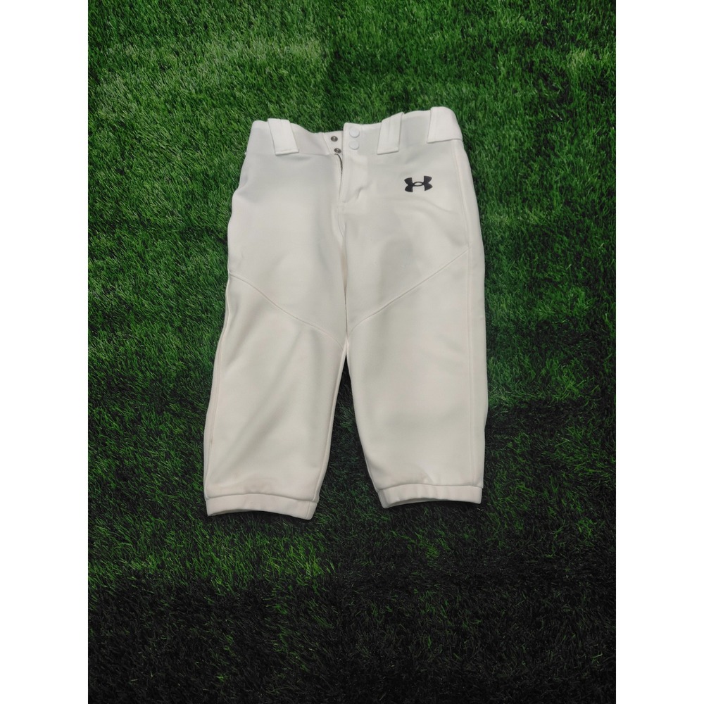 Under Armour Baseball Pants Youth Medium White Boys HeatGear Knicker Excellent